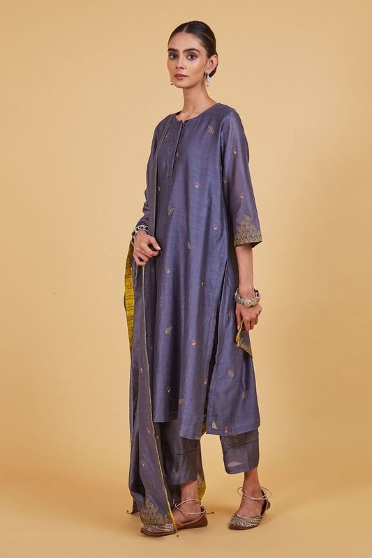 Grey Dhari Classic Kurta Set