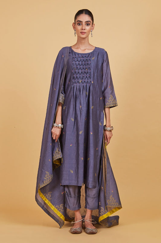 Grey Dhari Smoke Kurta Set