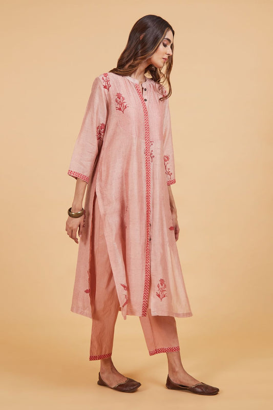 Red Bird Yoke Kurta Set